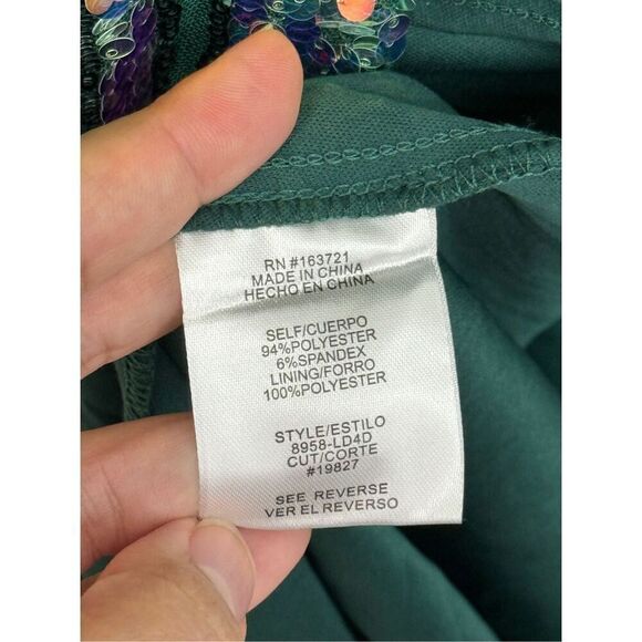 City Studio Dress‎ Juniors' Sequin One-Shoulder Slit Gown Size 8 Green Gold NWT - Picture 12 of 12